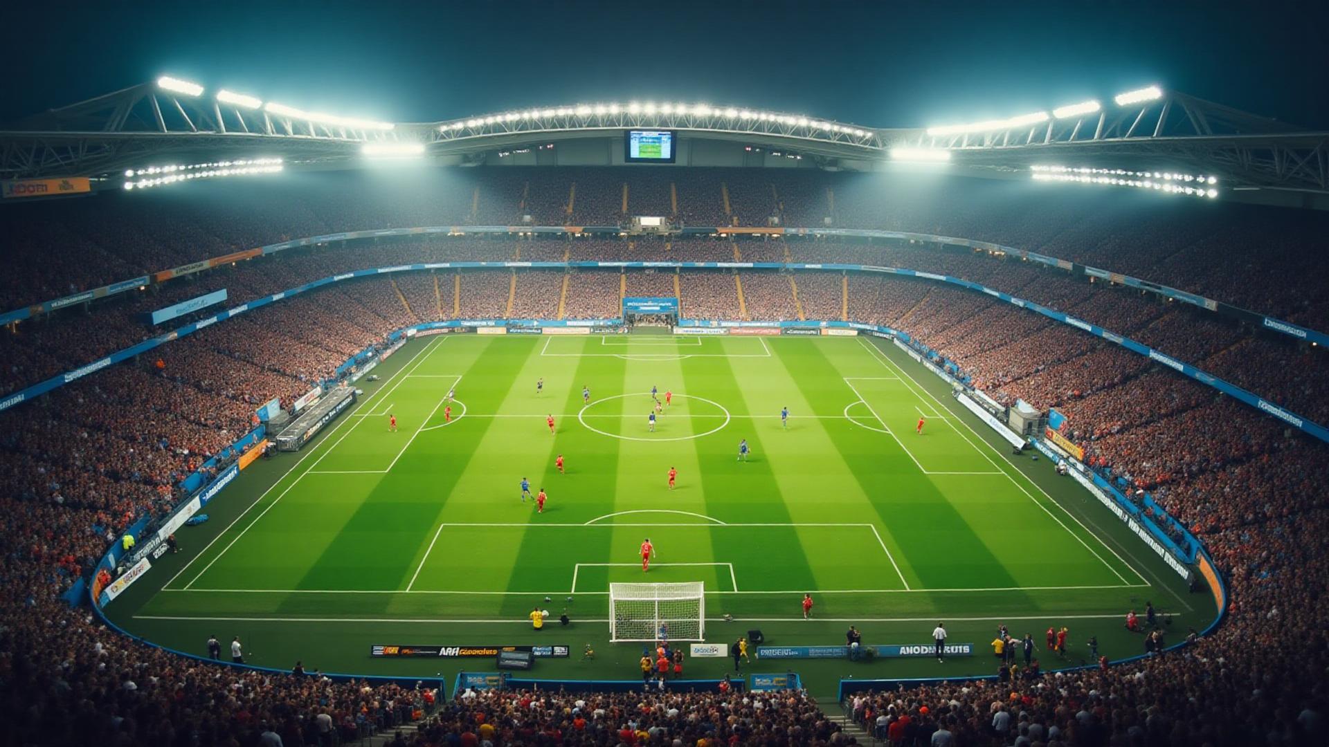 Stadium crowd at sunset